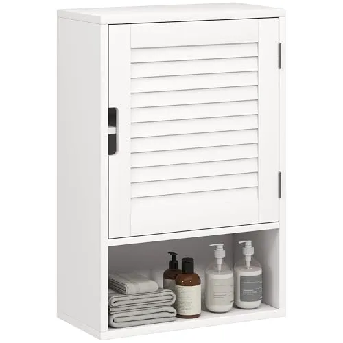 HOMCOM Badezimmerschrank Hängeschrank mit verstellbaren Ablagen - Platzsparender Hängeschrank mit zwei verstellbaren Regalen für optimale Organisation im Bad. Robuste Konstruktion und modernes Design für stilvolle Pflegeutensilien. Maße: 40 x 20 x 60 cm.