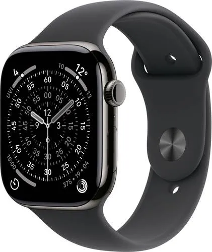 Apple Watch Series 11 GPS + Cellular 46mm - Smartwatch mit Slate Titanium Gehäuse und Sport Band, bietet Hypertonie-Erkennung und Schlafindex für deine Gesundheit.