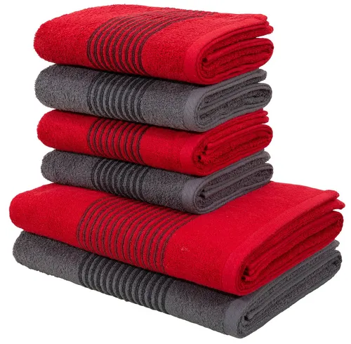 Bruno Banani Handtuch Set Jassen, 6-teilig in rot von bruno banani