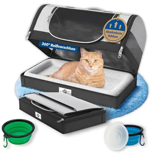 Smart-Planet® Transporttasche für Katzen und Hunde - Faltbare Transportbox bis 8kg - Faltbare Transportbehälter für Katzen mit abnehmbarem, waschbarem Boden und atmungsaktiven Netzflächen für optimalen Komfort und Sicht während des Transports.