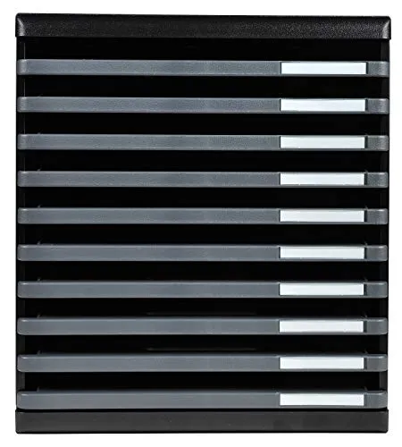 Exacompta 304714D Ablagebox Modulo - Schreibtischorganisationsbox mit 10 offenen Schubladen, ideal für DIN A4+ Dokumente. Belastbare Konstruktion und einzigartiger Stopp-Mechanismus für müheloses Öffnen und Schließen.