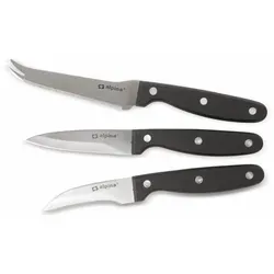 Alpina Messerset mit Schälmesser Gemüsemesser Käsemesser, Edelstahl - Schwarz
