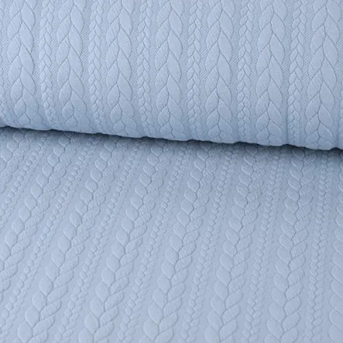 SCHÖNER LEBEN. Bekleidungsstoff Cably Zopfmuster einfarbig hellblau 1,5m Breite