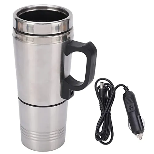 Terisass 350 ML Wasserkocher für Autos - Kompakter 12 V Trinkbecher, ideal für Kaffee oder Tee unterwegs. Aus robustem Edelstahl, perfekt für Reisen und schnelle Heizung im Auto.