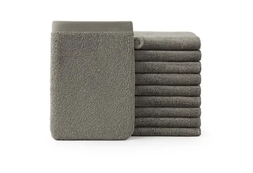 Blumtal Waschhandschuh 10er Set aus Frottee 15x20 cm - weich und saugstark, (Set), mit modischer Bordüre und praktischer Aufhängeschlaufe, 100% Baumwolle