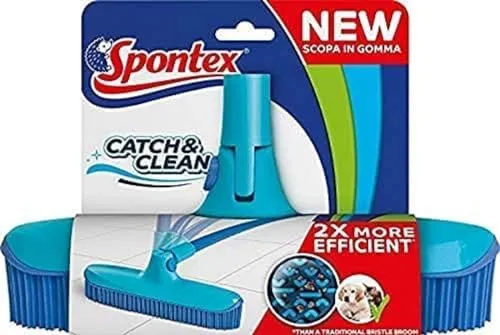 Spontex Catch & Clean Kehrbesen-Ersatzkopf mit Gummiborsten, flexibel, hygienische und effiziente Reinigung für alle Bodenbeläge, 1 Stück