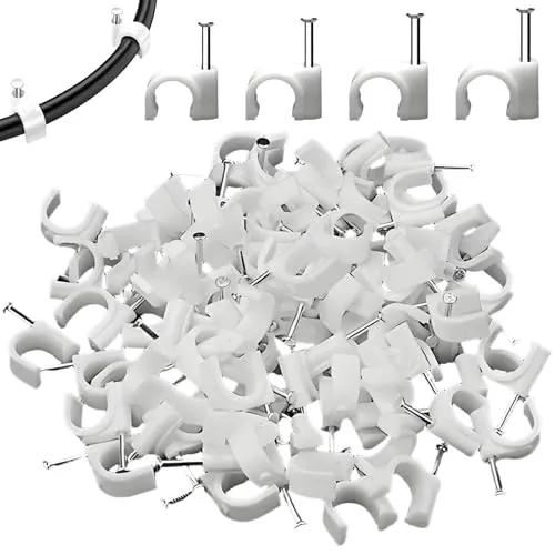 stück Kabelschelle Cable Clamp, Kabelhalter Mit Eingestecktem Nagel Halterungen Für Kabel Weiß Größen 4 mm, 6 mm, 8 mm, 10 mm Steckdosenleiste Wandmontage 400