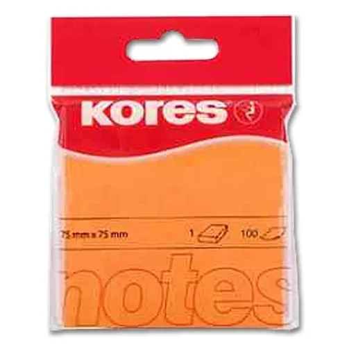  Haftnotizen Kores neonorange 75 x 75 mm, 100 Blatt 0,01€/Blatt