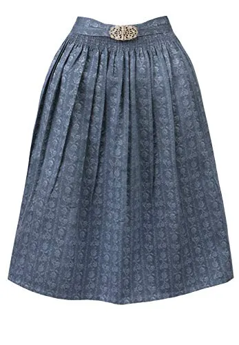 Stockerpoint Sc-300 Damen Midi Dirndlschürze, Blau, 34-38 - Dirndlschürze aus hochwertigem Allover Jacquard, 70 cm Länge, ideal für moderne und klassische Dirndl, mit trendiger Metallschließe für eine feminine Passform.