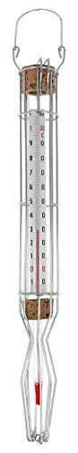 Lantelme Einkochthermometer 110°C 37cm Lang mit Drahtfassung - Bratenthermometer für präzise Temperaturkontrolle beim Einkochen, ideal für Marmeladen und Zucker mit robustem Drahtgestell für sicheren Halt.