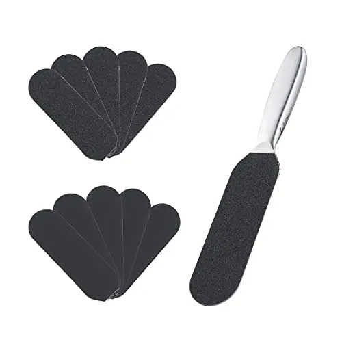 Hornhauthobel, Pediküre Fußdatei und Callus-Entferner für Hard Skin, Edelstahl Fuß Rasp Datei mit zehn kostenlose Nachfüllgrits doppelseitige Ersatz Pads easy Füße Scrubber