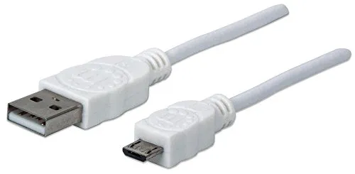 Manhattan 324069 Hi-Speed USB 2.0 Anschlusskabel (A-Stecker / Micro-B-Stecker), 1,8 m weiß