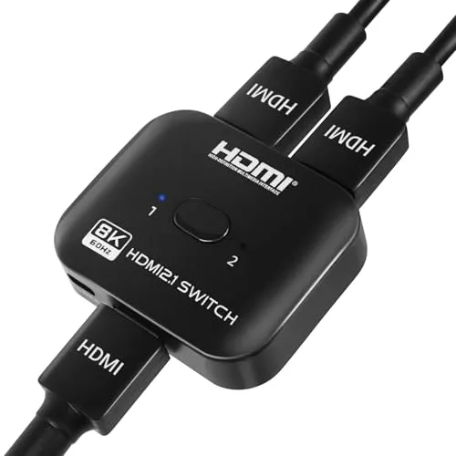 HDMI Switch 8K@60Hz 4K@120Hz HDMI Switch 2 in 1 Out Splitter 2 in 1 Out für TV/PC/Laptop/DVD/PS4/PS5/Xbox/TV Stick/Gaming Box/Blu-Ray Player/Projektor
