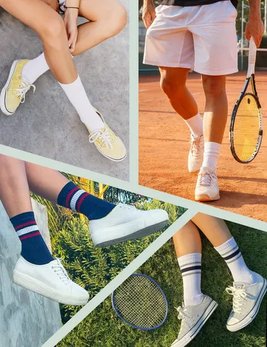 OCERA Tennissocken Retro Sport und Freizeit Socken Unisex mit Farbstreifen (6-Paar)