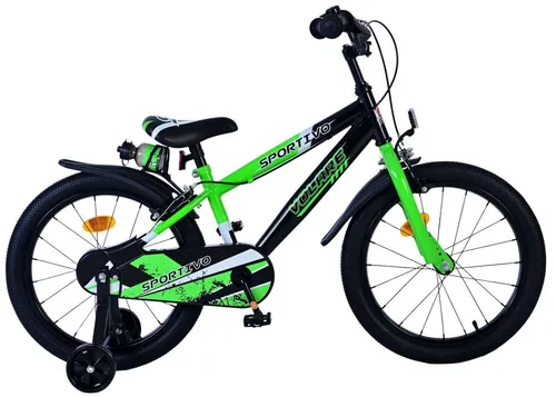 Volare Sportivo Kinderfahrrad - 18 Zoll in Neongrün Schwarz - Kinderfahrrad für Jungen, 18 Zoll, mit zwei Handbremsen für maximale Sicherheit. Der stabile Stahlrahmen und die coole Farbkombination machen es zum perfekten Begleiter für kleine Abenteurer!