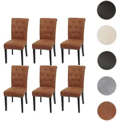 6er-Set Chesterfield Esszimmerstuhl mit Nieten - Wildlederimitat - Elegante Stühle im Chesterfield-Stil mit dekorativen Nieten und hoher Rückenlehne. Bieten hohen Sitzkomfort und sind besonders standfest, ideal für stilvolle Essbereiche.