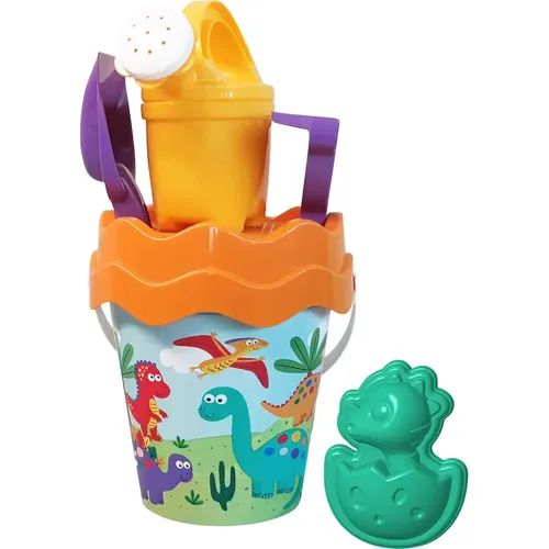 Dino Eimergarnitur - Sandspielzeug Set mit 6 Teilen, ideal für kleine Dinofans, Made in Italy für höchsten Spielspaß