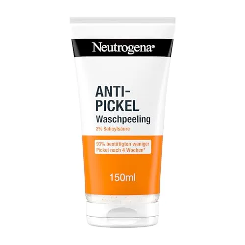Neutrogena Anti-Pickel Waschpeeling 150 ml,sanftes Anti Pickel Peeling mit 2Prozent Salicylsäure BHA, klärende und mattierende Gesichtsreinigung, verfeinert das Hautbild und hilft Pickel zu beseitigen