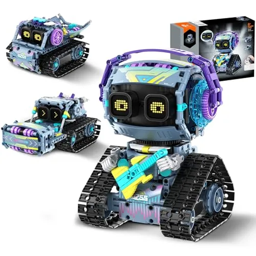 3-in-1 Roboter Bauset für Kinder ab 6-12 Jahren | Programmierbarer Gitarrist, Transporter & Straßenwalze | Mit APP + Fernbedienung | STEM Lernspielzeug Geschenk für Jungen & Mädchen | Technik Baukaste