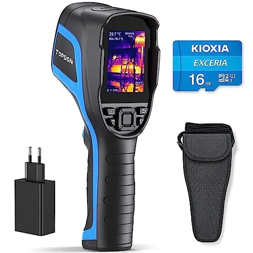 TOPDON Wärmebildkamera TC004, 256x192 IR Auflösung, Professional Handheld Infrarotkamera Tragbare Thermokamera mit PC-Analyse & Videoaufzeichnung Unterstützt, 16GB SD-Karte, 12 Stunden Akkulaufzeit
