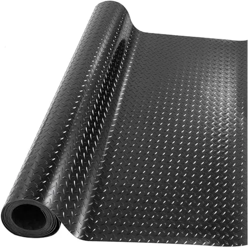 MYOYAY Gummi-Garagen-Bodenmatten, 1 m x 5 m, rutschfeste Diamantplatte, Gummimatte, 3 mm dick, strapazierfähig, gewerbliche Bodenbeläge, Gummimatte, Rolle für unter Auto, Fitnessstudio, Garage, Lager,