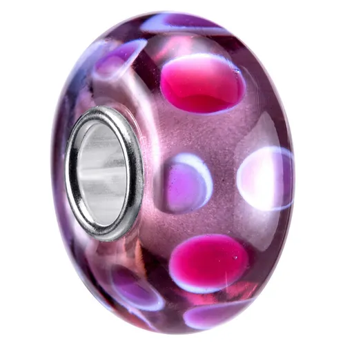 MATERIA Glas Bead Anhänger rosa pink mit Punkten