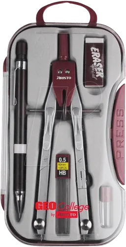 AR 80064 Zirkel Schul-Set – 5-teilig - Praktisches Schul-Set mit hochwertigem Zirkel und Feinminenstift. Ideal für präzise Zeichnungen und kreative Projekte. Mit 2 Gelenken und Schnellverstellung für müheloses Arbeiten.