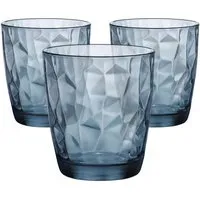 Bormioli Rocco Wassergläser Diamond, 300 ml, 3 Stück, blau 110350220CAD02