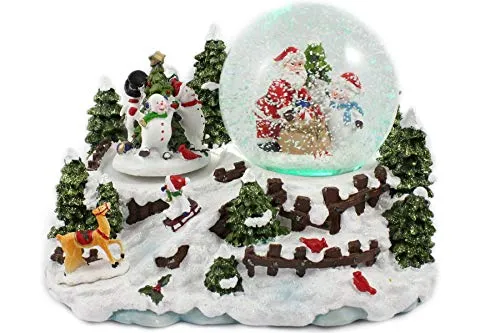Schneekugel/Spieluhr 100mm - drehende Schneemänner mit Licht - Schneekugel mit drehenden Schneemännern, Licht und weihnachtlicher Musik, perfekt für festliche Dekoration und Winterzauber.