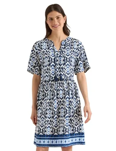 Cecil Damen Knielanges Kleid mit grafischem Muster in blau von CECIL