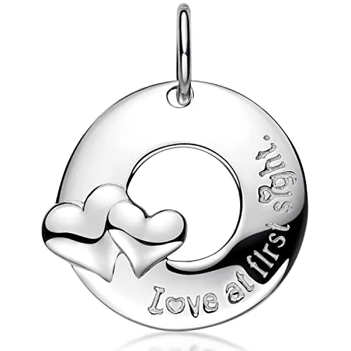 Materia Herz Anhänger mit Gravur Silber 925 rund rhodiniert KA-281-Silber_Ohne Kette