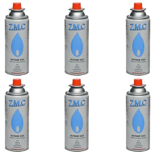 Produktbild Z.M.C 6X Butan Gaskartuschen 227g mit Ventil Typ MSF-1a, Universal Gaskartusche Butangas Kartuschen mit Bajonett Anschluss für Campingkocher, Gasheizung, Gasbrenner, Unkrautbrenner, Lötbrenner
