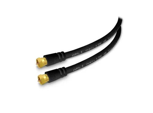 ARLI schwarz TV-Kabel, F-Stecker, F Stecker (200 cm), 2m Anschlusskabel HD Satkabel vergoldet 135 dB Sat Kabel Digital