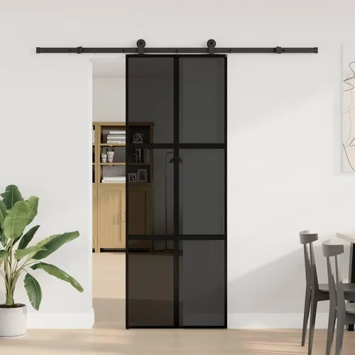 vidaXL Schiebetür 76x205 cm aus Hartglas & Aluminium - Moderne Schiebetür für platzsparende Lösungen, gefertigt aus langlebigem gehärtetem Glas und korrosionsbeständigem Aluminium. Ideal für stilvolle Privatsphäre in deinem Zuhause.