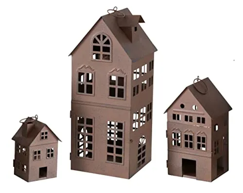 Spetebo Laterne Firenza 3er Set - Laternen im antiken Design aus Metall, ideal für stimmungsvolle Beleuchtung innen und außen. Edle Rost-Optik und vielseitig einsetzbar – zum Hängen oder Stellen.