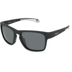 Polaroid PLD 7052/S Herren-Sonnenbrille - Sportbrille mit eckigem Vollrand-Design, ideal für aktive Männer. Leichtes Kunststoff-Gestell und graue Polycarbonat-Gläser bieten optimalen UV-Schutz.