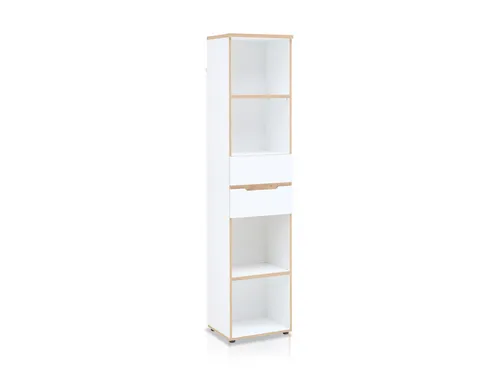 Büroregal MAILAND - Offenes Regal für Ordner und Bücher - Praktisches Büroregal mit 2 Einlegeböden und 2 Schubladen. Ideal zur Organisation von Dokumenten und Büchern. Kompakt und stilvoll in Weiß, passt perfekt in jedes Büro.