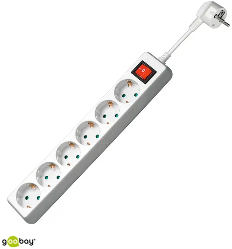 GOOBAY 51288 - Steckdosenleiste 6-fach mit Schalter, 1,5 m, weiß