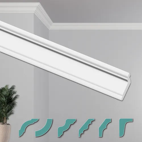 Hexim Deckenleiste ZG23, 50 Meter - Moderne XPS Styropor Zierleisten - Deckenleisten für elegante Raumgestaltung aus hochwertigem XPS. Leicht zu montieren, feuchtigkeitsresistent und ideal für individuelle Anpassungen in jedem Raum.