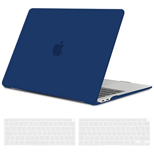 TECOOL Hülle Kompatibel mit MacBook Air M1 (A2337) / MacBook Air 13 Zoll Retina 2020 2019 2018 (A2179 A1932), Ultradünne Schutzhülle Hartschale Case mit Tastaturschutz (EU Layout), Marineblau