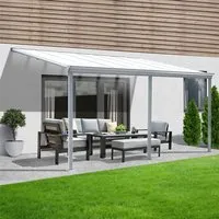 Terrassenüberdachung Alu SOLIS - Modernes Terrassendach in Weiß - Markisen & Terrassenüberdachungen - Wasserdicht, frostsicher und pflegeleicht, ideal für ganzjährige Nutzung im Garten.