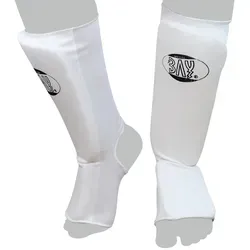 BAY-Sports Schienbeinschutz Kampfsport Kickboxen Karate MMA Thaiboxen Muay Thai MTC weiß, waschfest, elastisch, XXS - XL weiß L