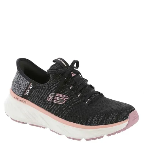 SKECHERS SLIP-INS EDGERIDE Schwarz - Sneaker mit atmungsaktivem Mesh-Obermaterial und Air-Cooled Memory Foam für optimalen Tragekomfort. Maschinenwaschbar und umweltfreundlich, ideal für stilvolle Damen, die Komfort und Nachhaltigkeit schätzen.