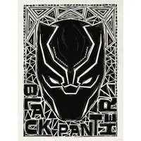 Komar Wandbild Marvel Black Panther Lino-Cut Helmet 30 cm x 40 cm Schwarz-Weiß