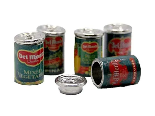 Melody Jane Puppenhaus 5 Essen Dosen Gemischte Lebensmittelgeschäft Dosen Miniatur Laden Küchen Zubehörset