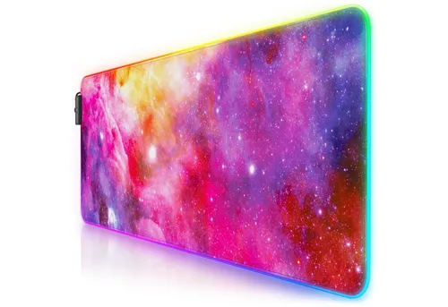 Titanwolf Gaming Mauspad RGB Mousepad 800 x 300 x 3 mm, LED Multi Color XL Tischunterlage, rutschfest, abwaschbar, Geschwindigkeit & Präzision, Farbige Galaxie