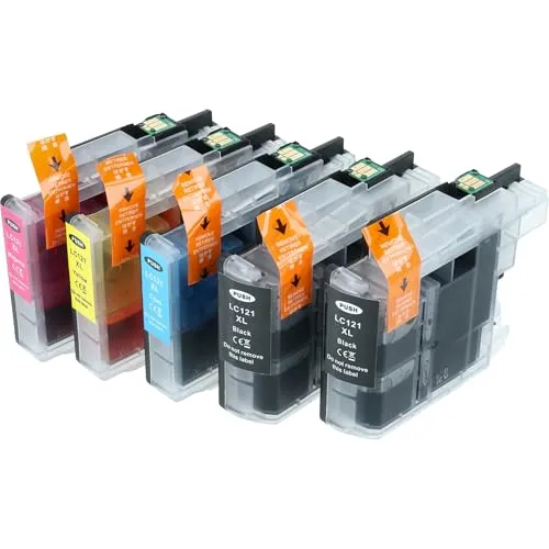 vhbw 5X Tintenpatronen kompatibel mit Brother 4510 DW, 4610 DW, 4310 DW, 4410 DW, 4110 DW, 4110 W, 152 W, 152 WR Drucker + Chip (Kompatibel)