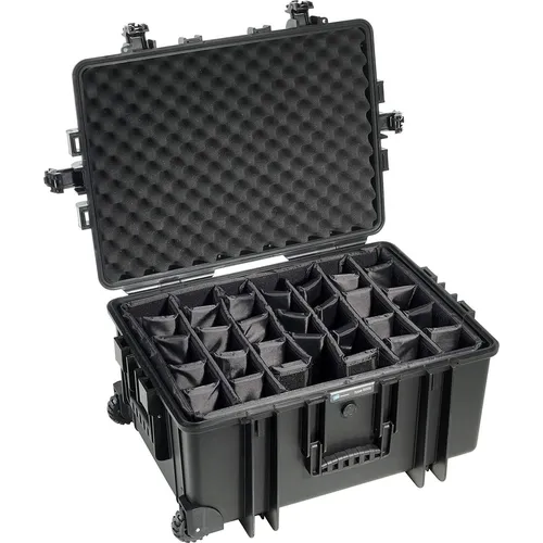 B&W Transportkoffer Outdoor Typ 6800 - Schwarz - Kamerataschen mit variabler Facheinteilung, wasserdicht nach IP67, staubdicht und bruchsicher - ideal für Touren und Reisen.
