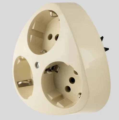 REV Dreifach 3-fach Schutzkontakt Steckdose Standard cremeweiß unterputz