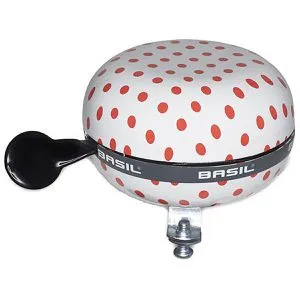 Basil Fahrradklingel Big Bell Polkadot, weiß, rot, Glocke, links, Aluminium